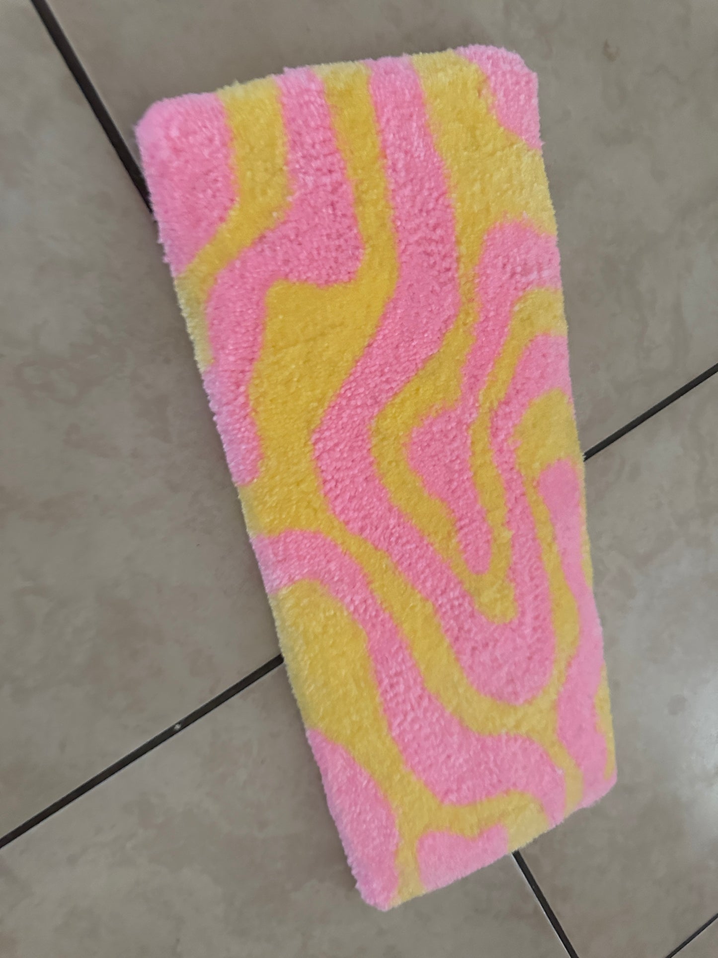 Pink and Yellow Wavy Keyboard Rug