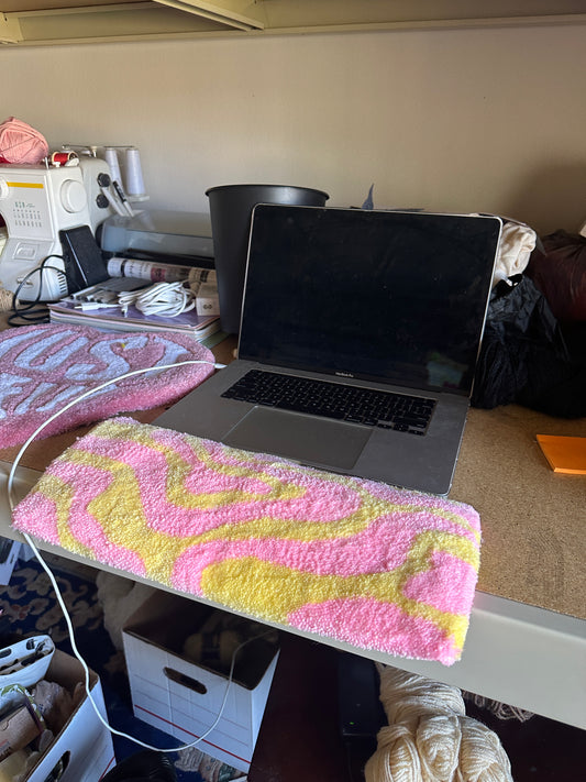 Pink and Yellow Wavy Keyboard Rug