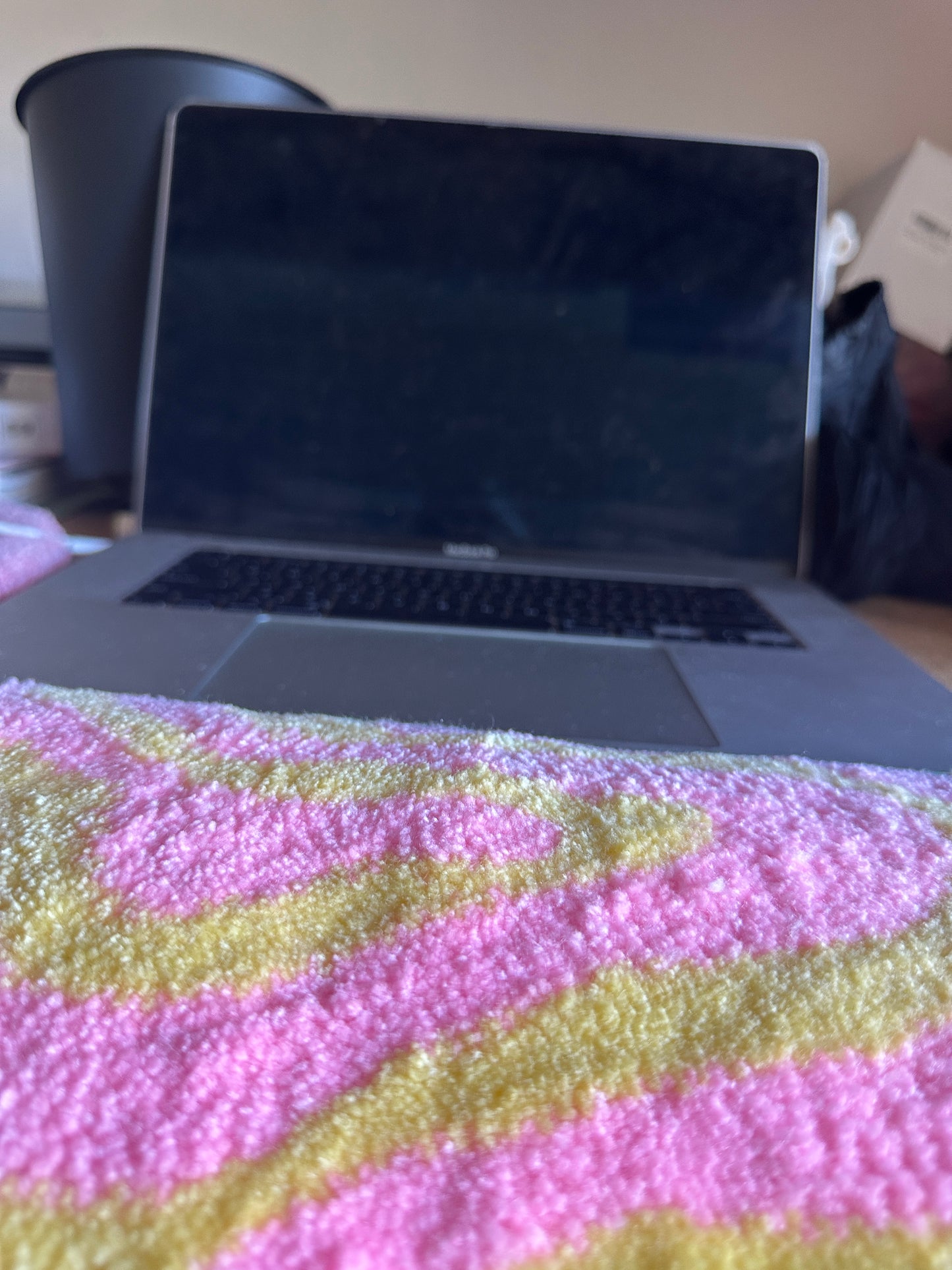 Pink and Yellow Wavy Keyboard Rug