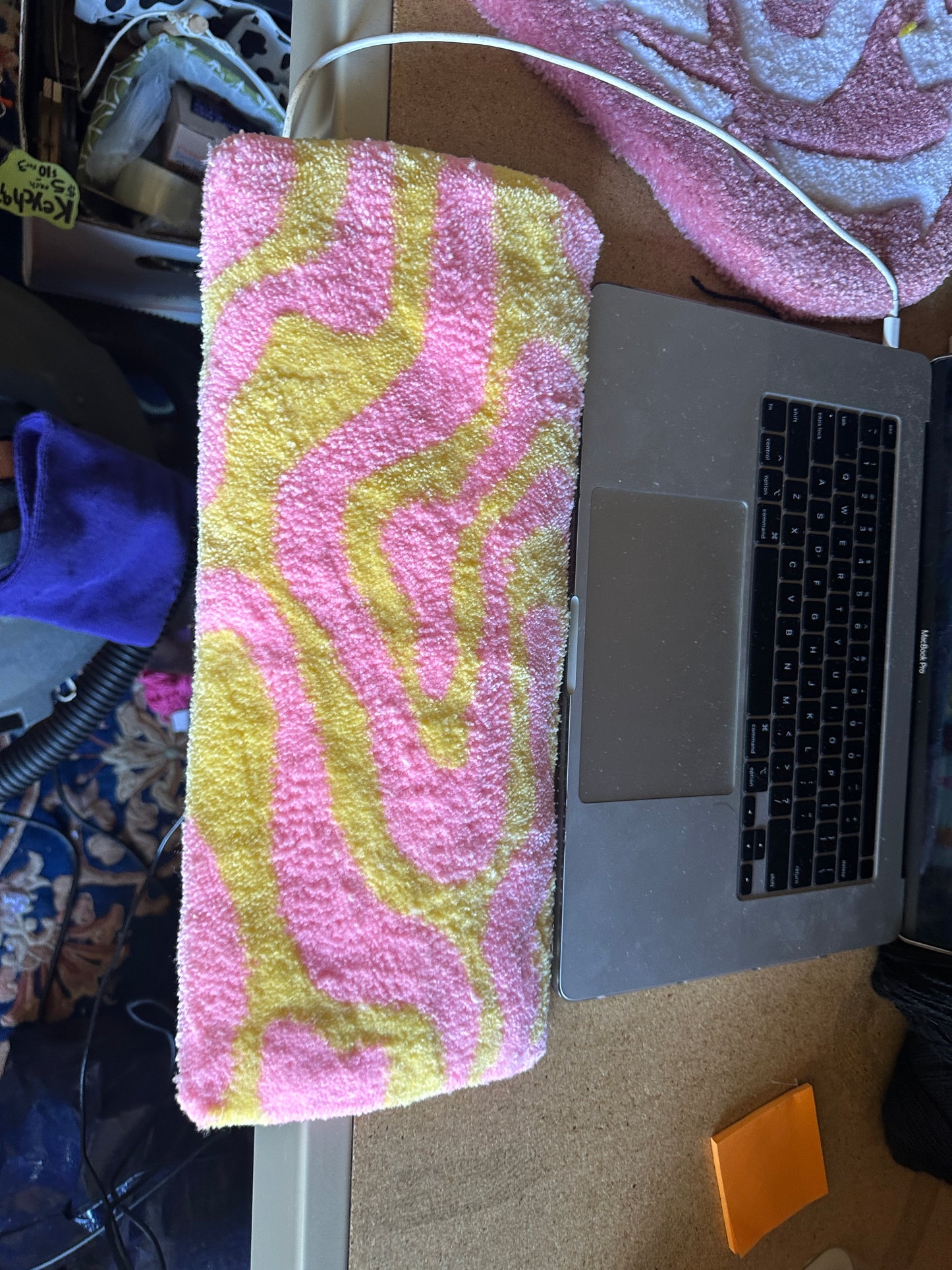 Pink and Yellow Wavy Keyboard Rug